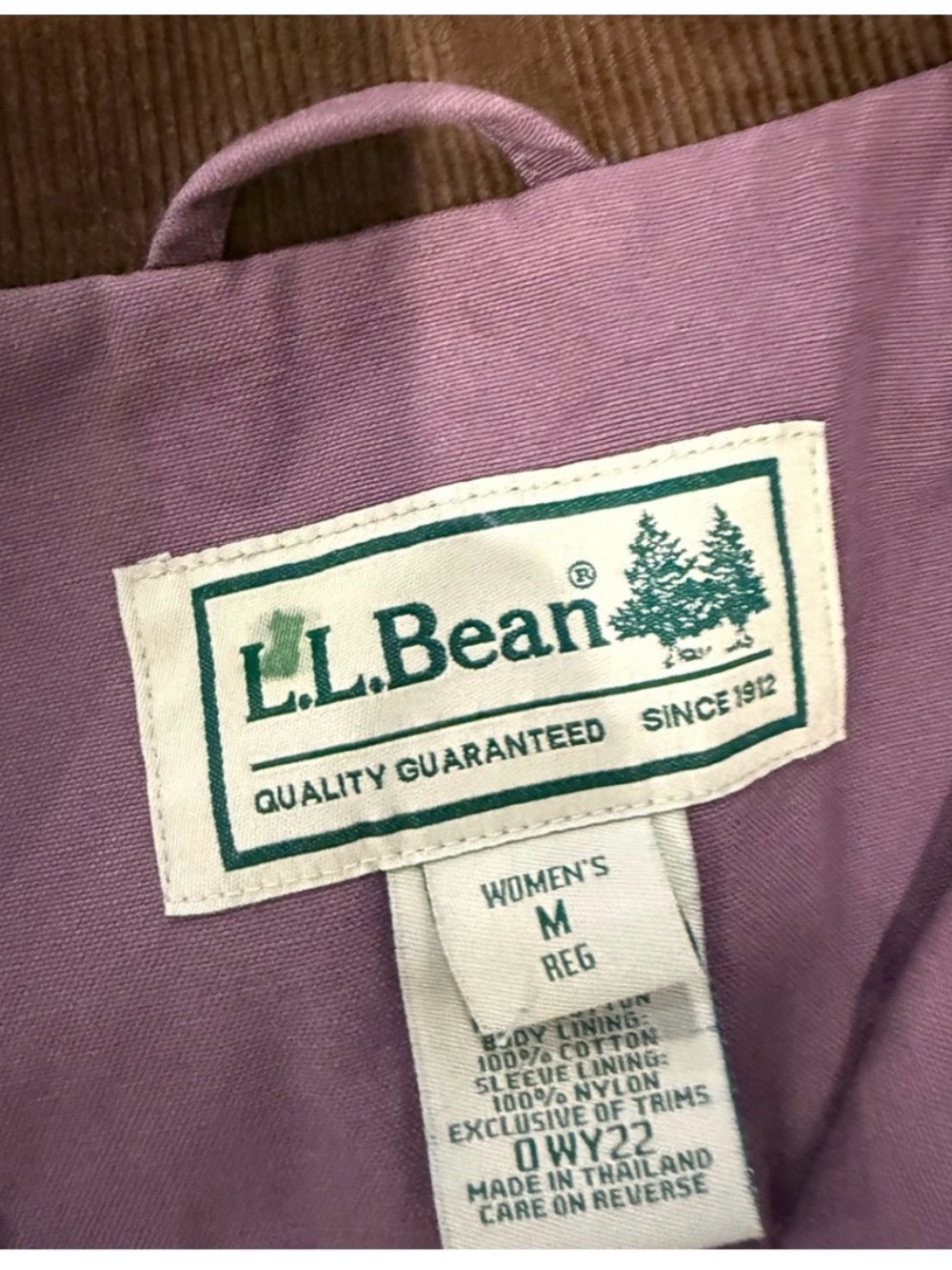 L.L. Bean Vintage Women's Mauve Utility Jacket with Brown Corduroy Collar - Picture 4 of 8